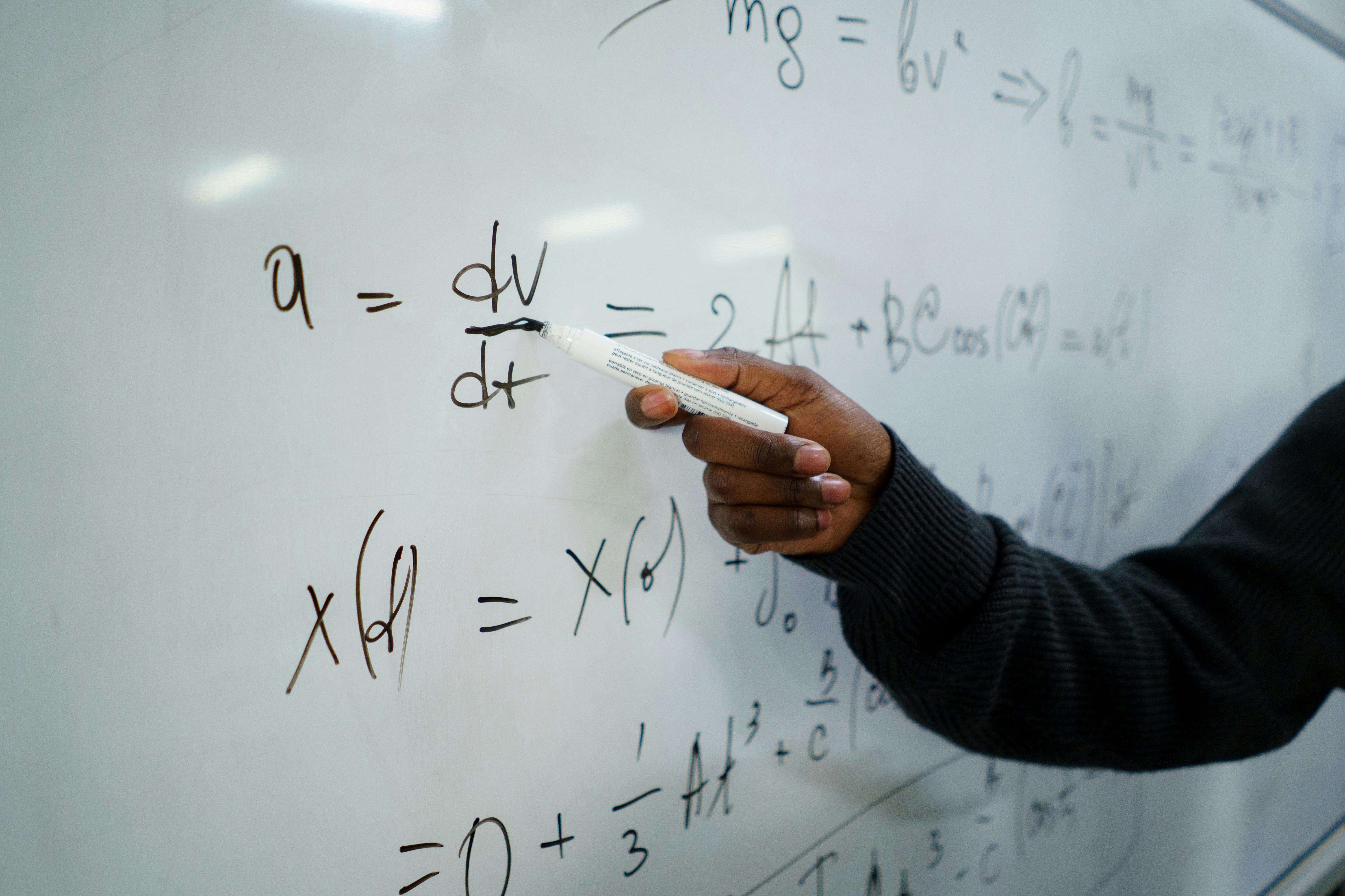 Mathematical calculations on whiteboard